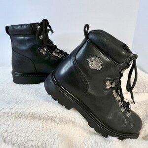 Authentic Harley Davidson Women's Black Leather Riding Boots Bikercore style